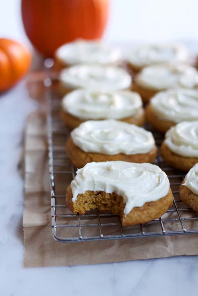 Soft Frosted Pumpkin Spice Cookies
