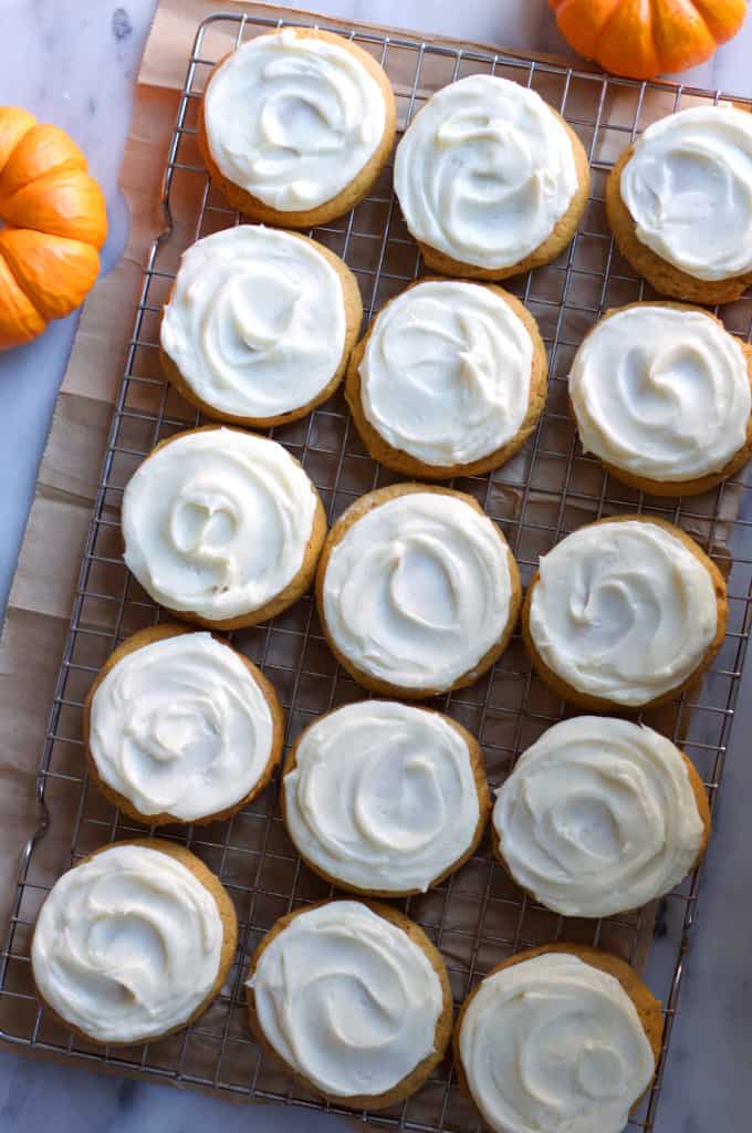 Soft Frosted Pumpkin Spice Cookies