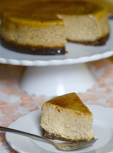 Bruleéd Pumpkin Cheesecake with Gingersnap Crust