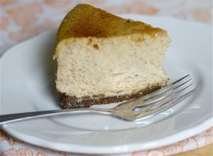 Bruleéd Pumpkin Cheesecake with Gingersnap Crust