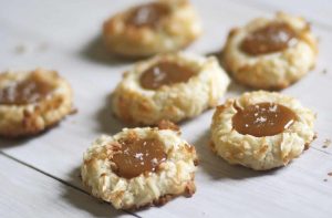 Coconut Thumbprint Cookies with Salted Caramel