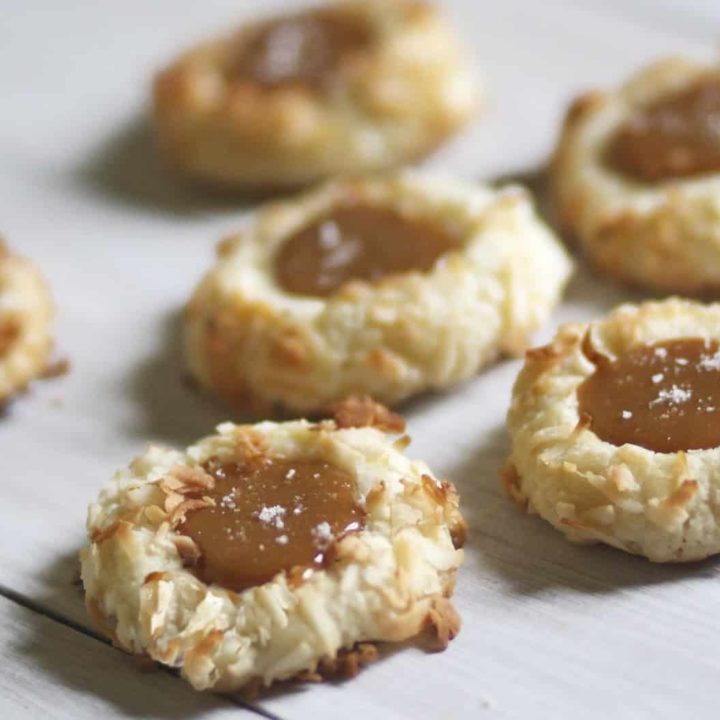 Coconut Thumbprints with Salted Caramel- The Baker Chick