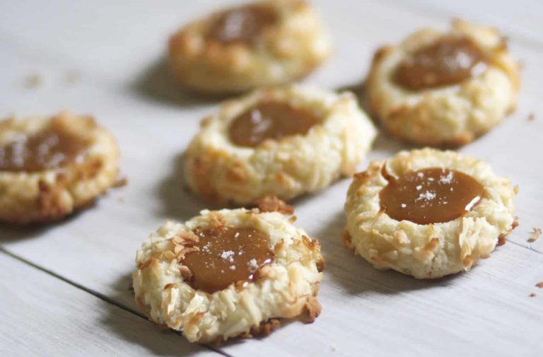 Coconut Thumbprints with Salted Caramel- The Baker Chick