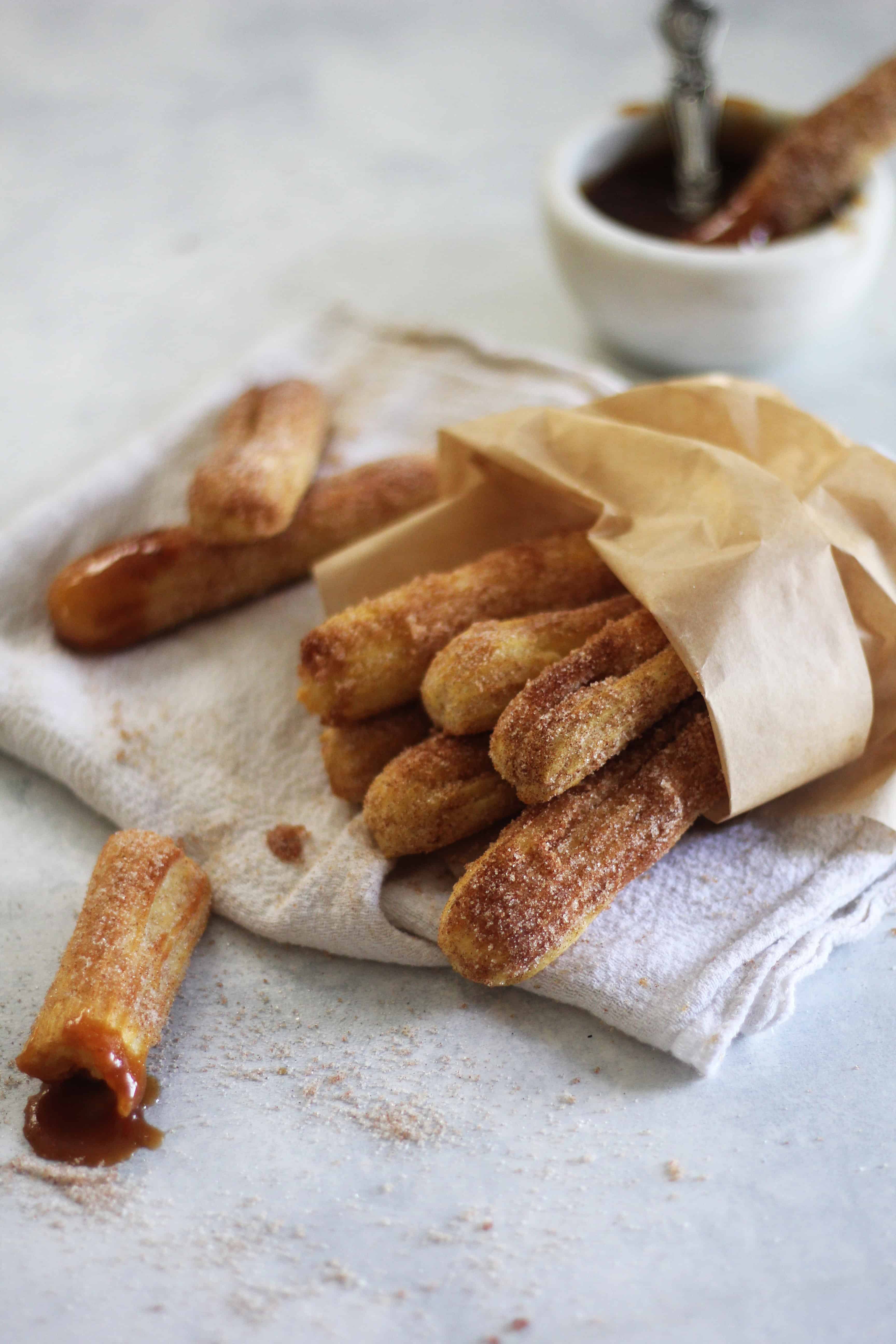 Churros with Spiced Sugar and Chocolate Dipping Sauce : Recipes : Cooking  Channel Recipe | Bobby Flay | Cooking Channel