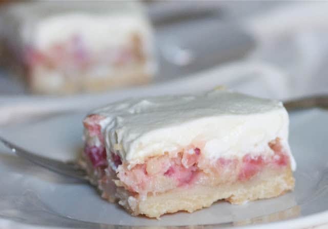 Creamy Rhubarb Custard Bars- The Baker Chick