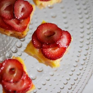 Lemon Champagne Bars with Strawberry Brulee Topping