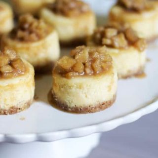 Mini White Chocolate Cheesecakes with Apple Cinnamon Compote- The Baker Chick