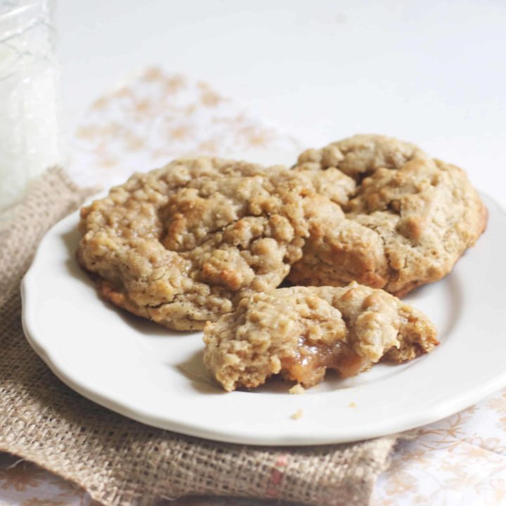 Salted Caramel Stuffed Oatmeal Cookies