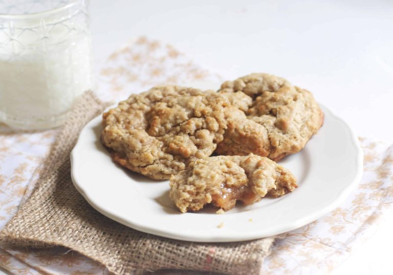 Salted Caramel Stuffed Oatmeal Cookies