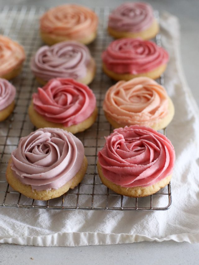 Rose Frosted Sugar Cookies