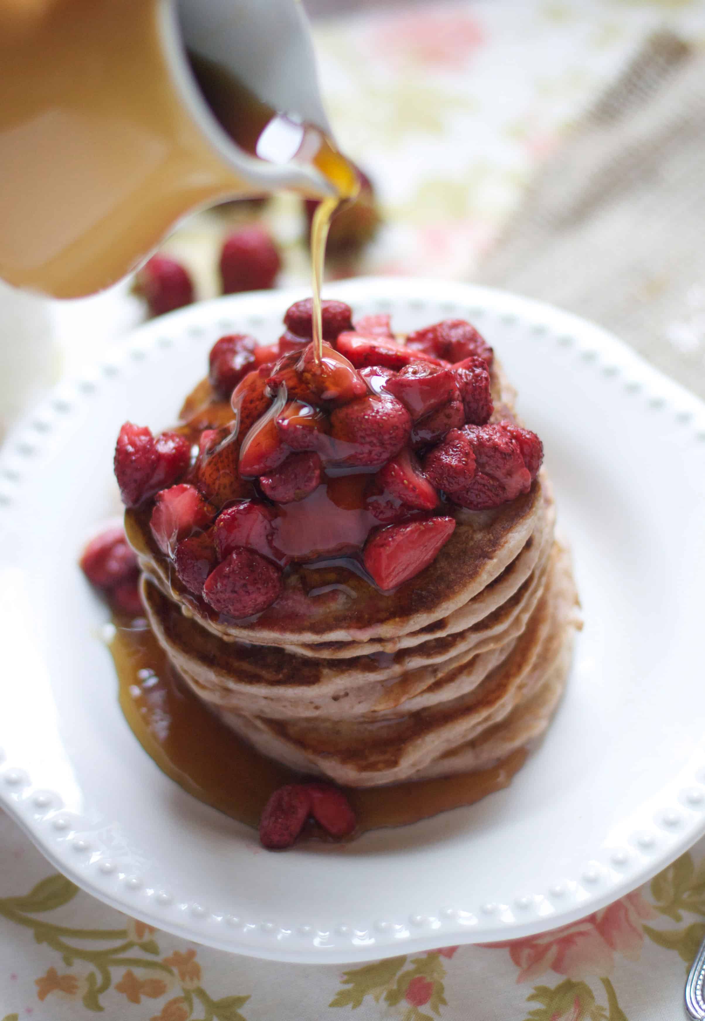 Roasted Strawberry Pancakes