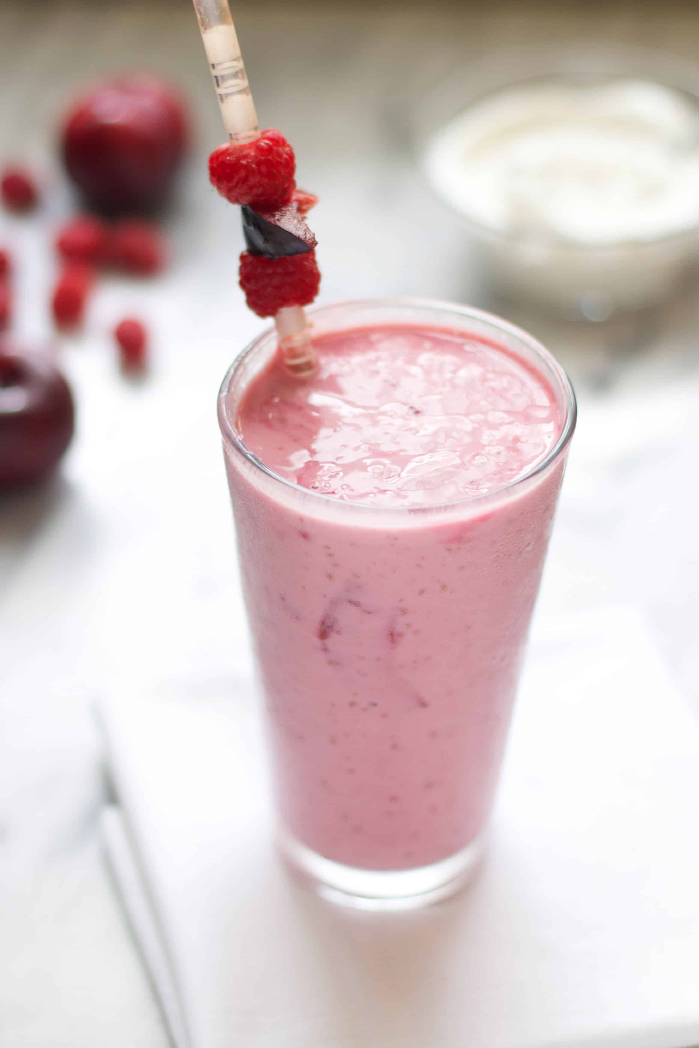 Roasted Plum and Raspberry Smoothie