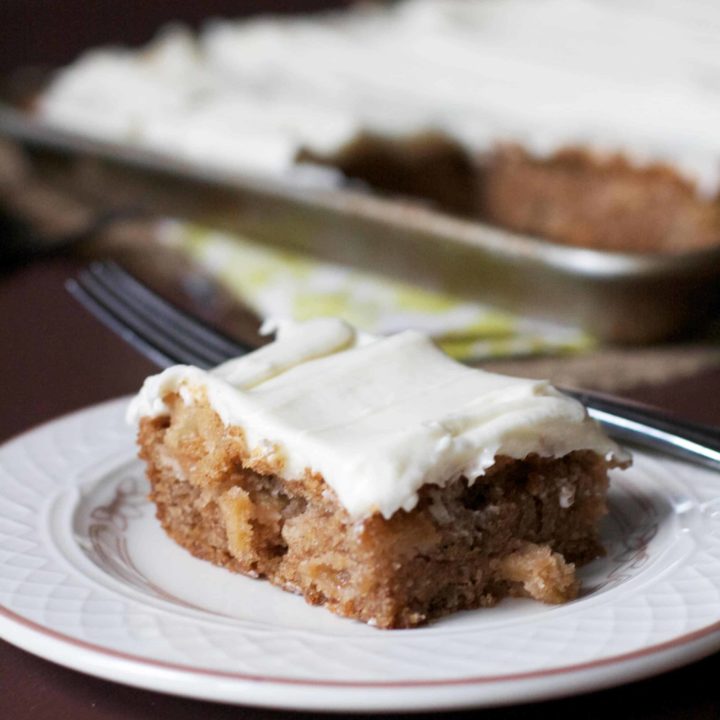 Apple Cinnamon Sheet Cake with Cream Cheese Frosting