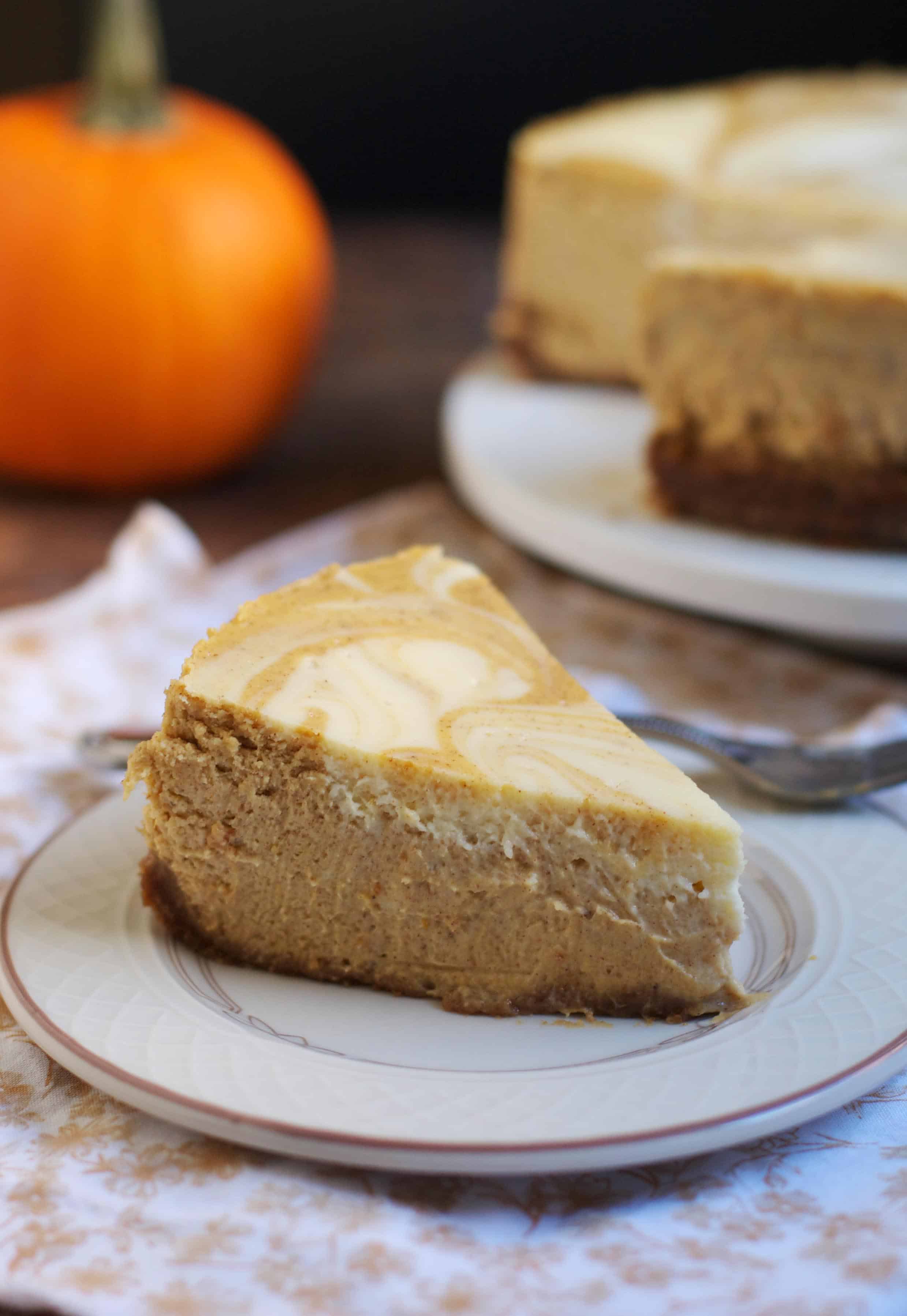 Pumpkin Frangelico Swirl Cheesecake