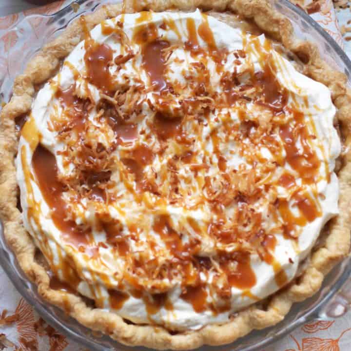 Toasted Coconut Caramel Cream Pie