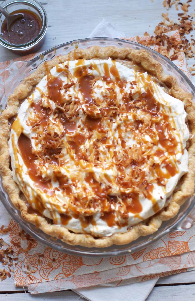 Toasted Coconut Caramel Cream Pie