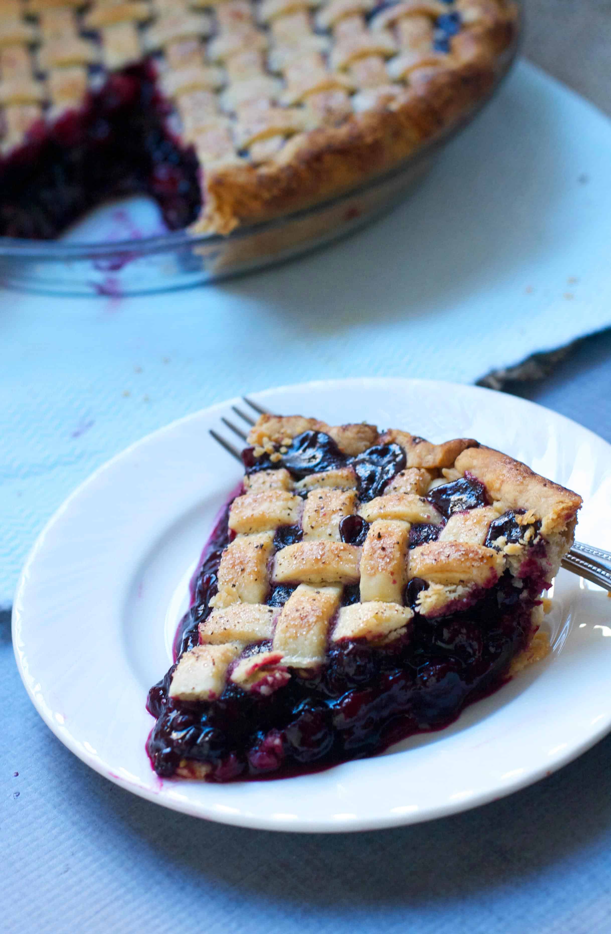 Lattice-topped Cranberry Blueberry Pie - The Baker Chick