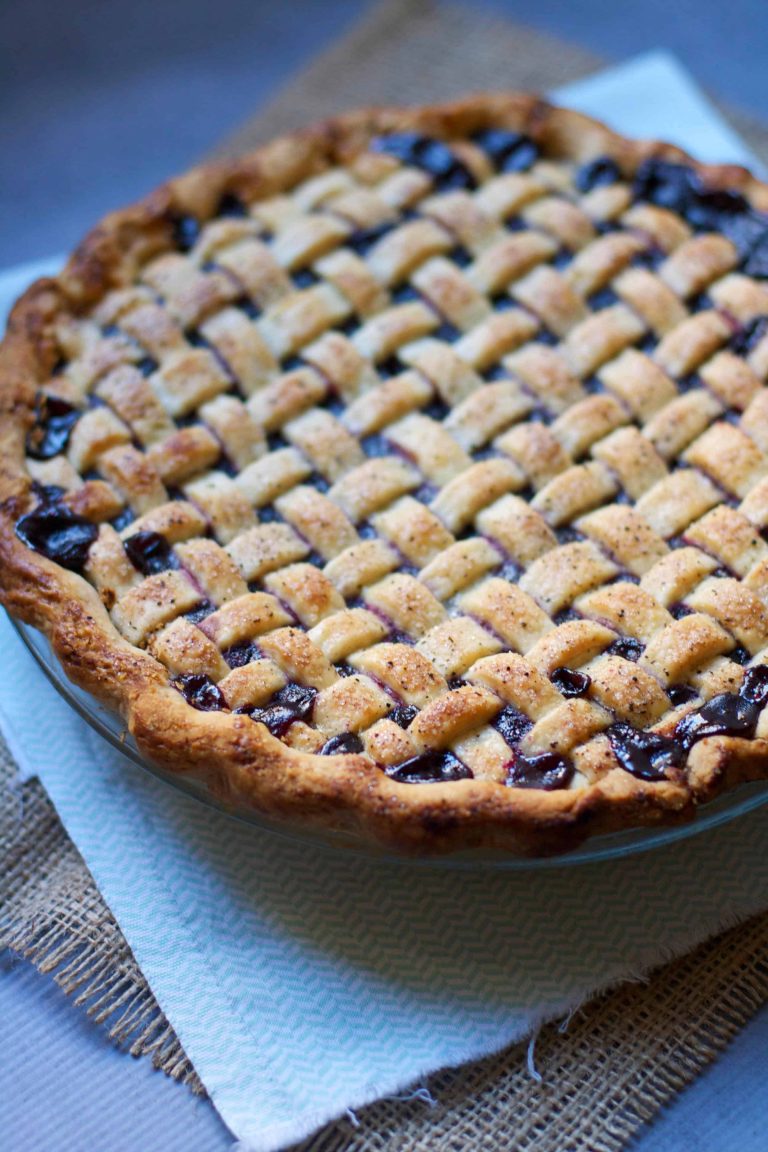 Lattice-topped Cranberry Blueberry Pie