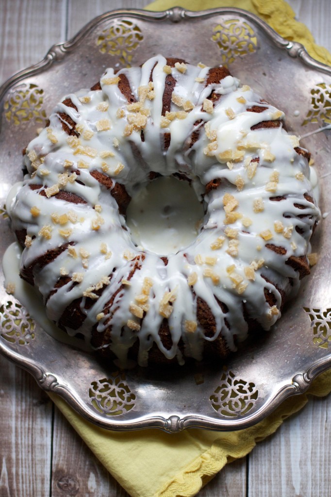 One-Bowl Gingerbread Cake with Lemon Cream Cheese Glaze