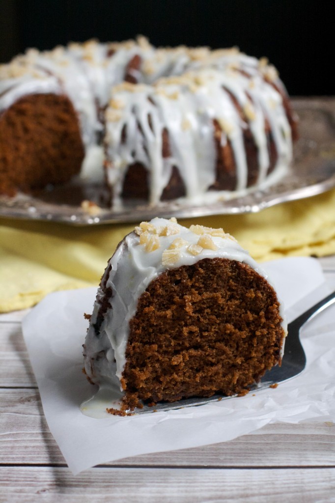 One-Bowl Gingerbread Cake with Lemon Cream Cheese Glaze