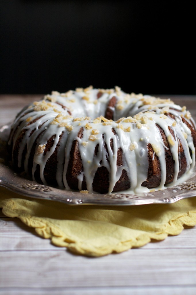 One-Bowl Gingerbread Cake with Lemon Cream Cheese Glaze