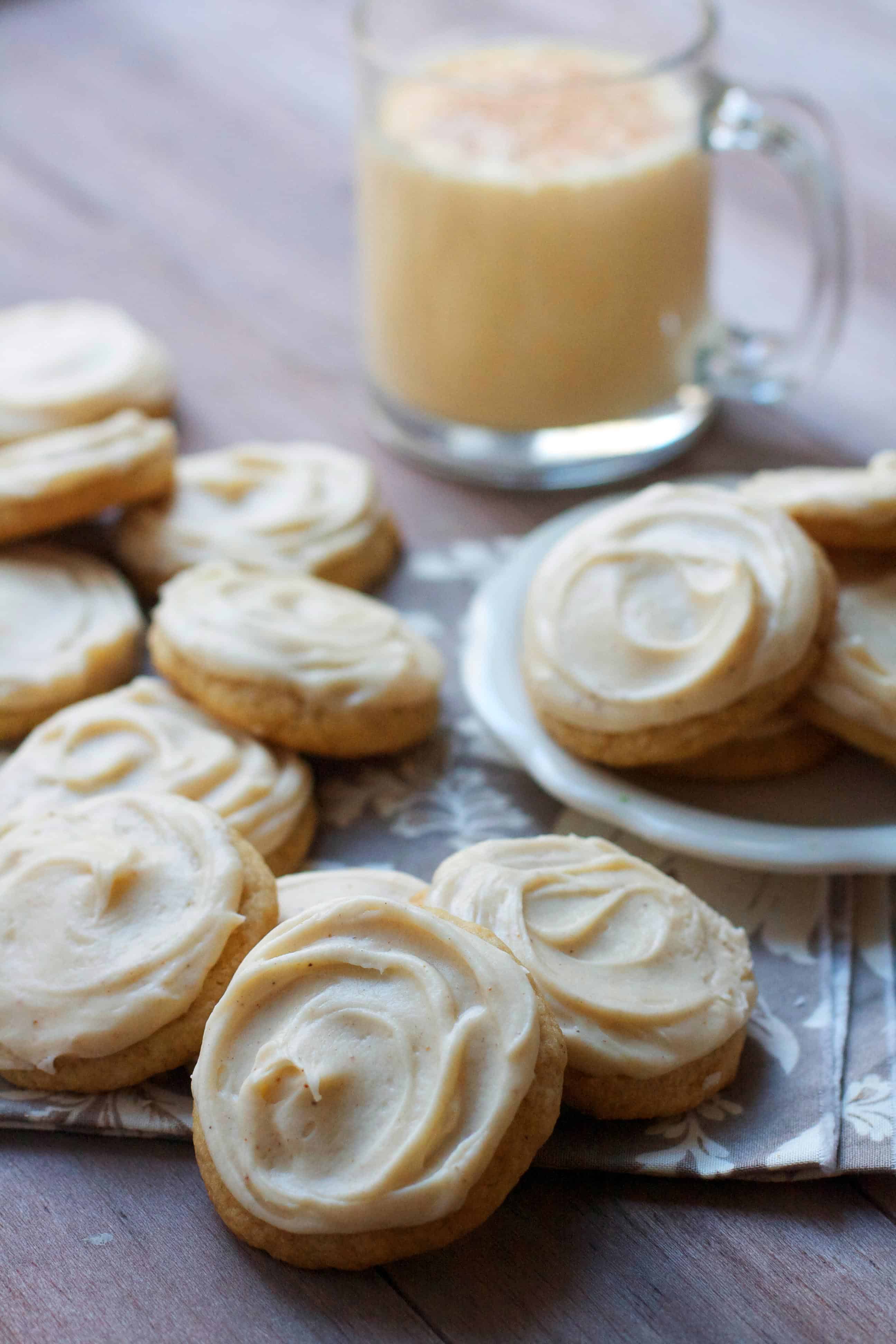 Soft Frosted Egg Nog Cookies