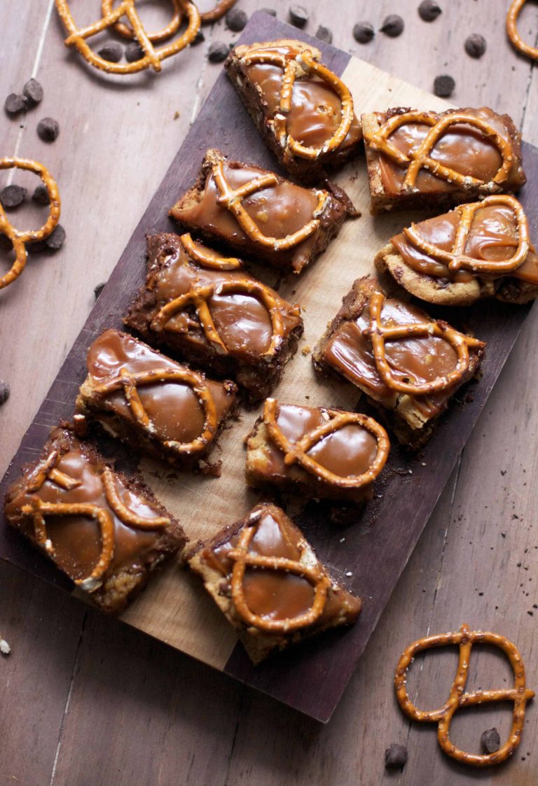 Beer Caramel Pretzel Cookie Bars