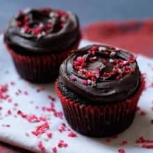 Fudgy Dark Chocolate Cupcakes for Two