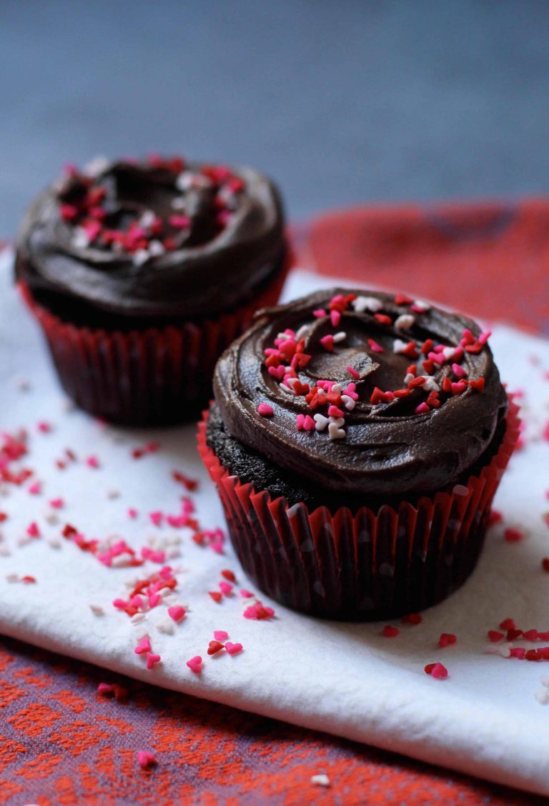 Fudgy Dark Chocolate Cupcakes for Two