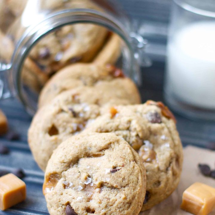 Dark Chocolate Caramel Espresso Cookies