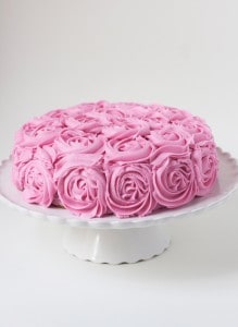 Rose-Frosted Yellow Cake