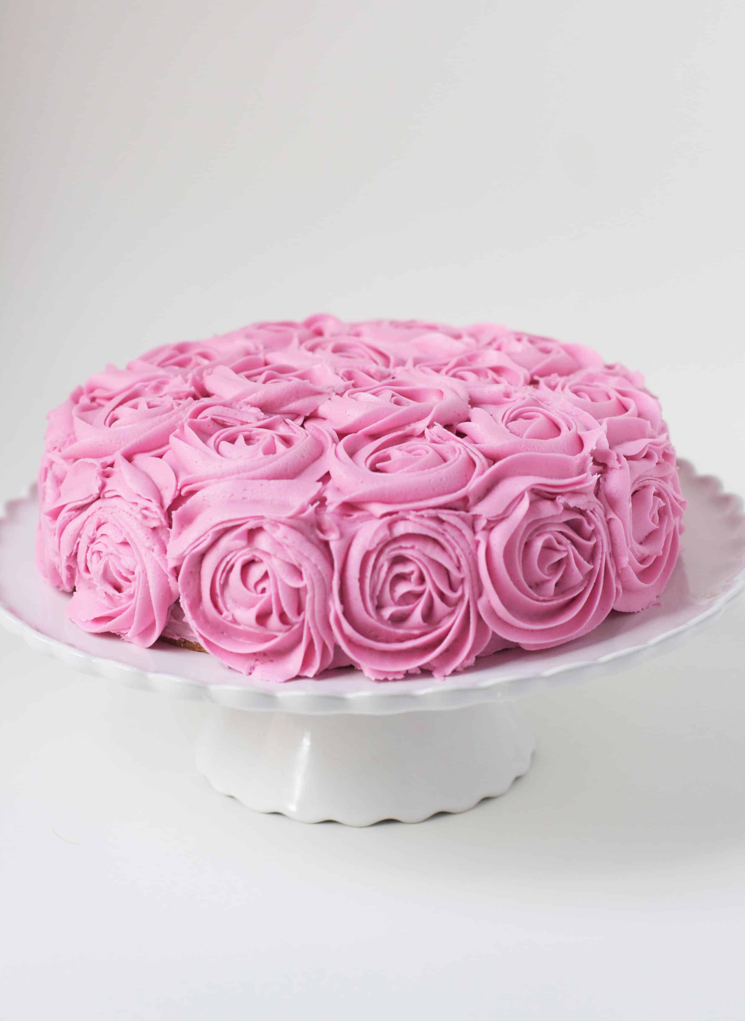 Rose-Frosted Yellow Cake