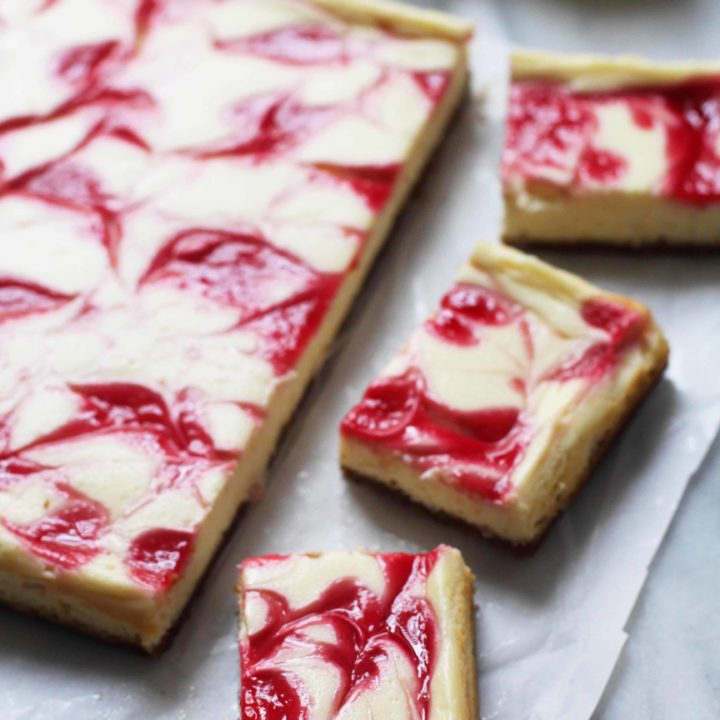 Raspberry Swirled Lemon Cheesecake Bars