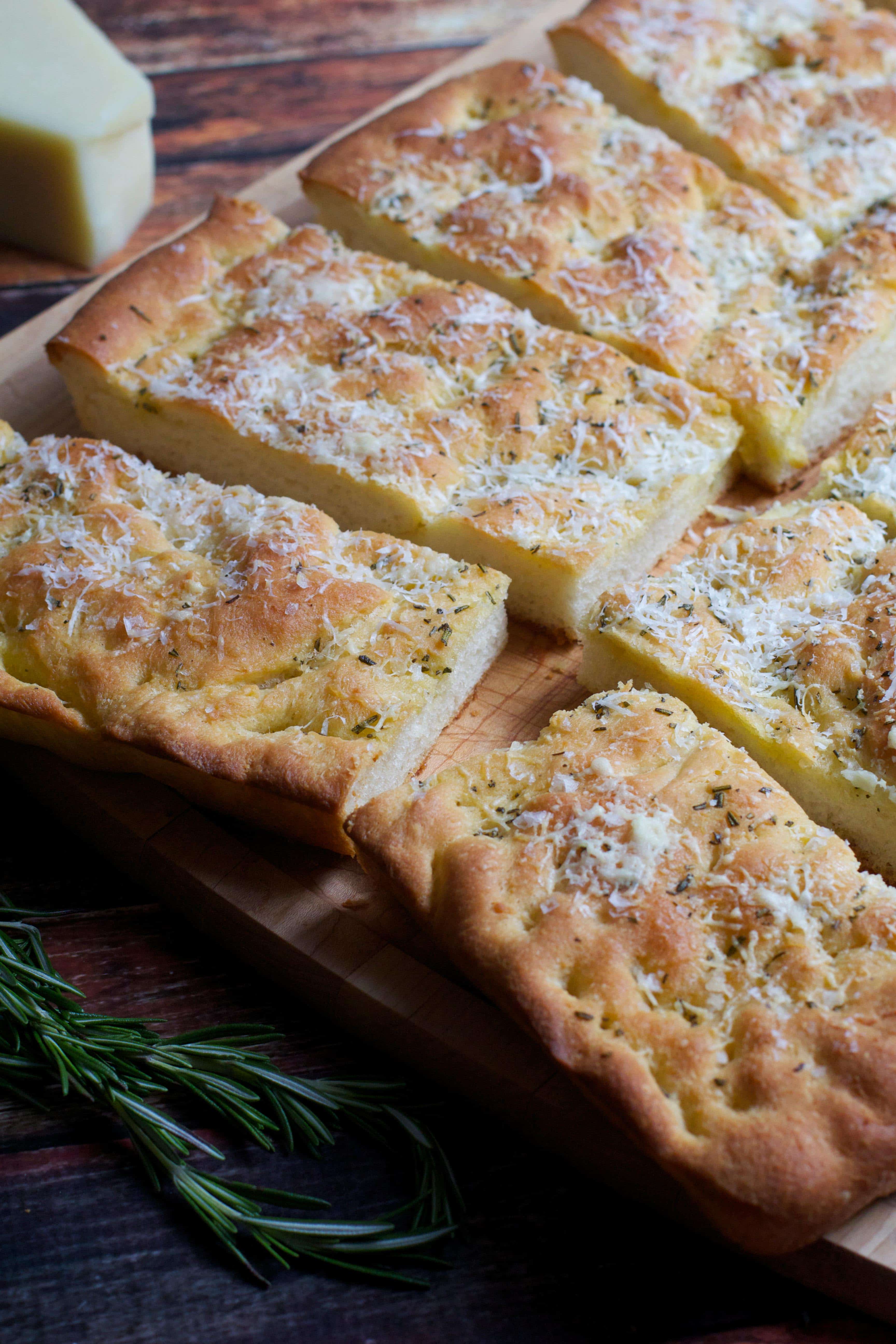 Focaccia with Rosemary, Parmesan and Sea Salt