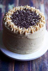 Banana Chocolate Chip Layer Cake with Peanut Butter Frosting