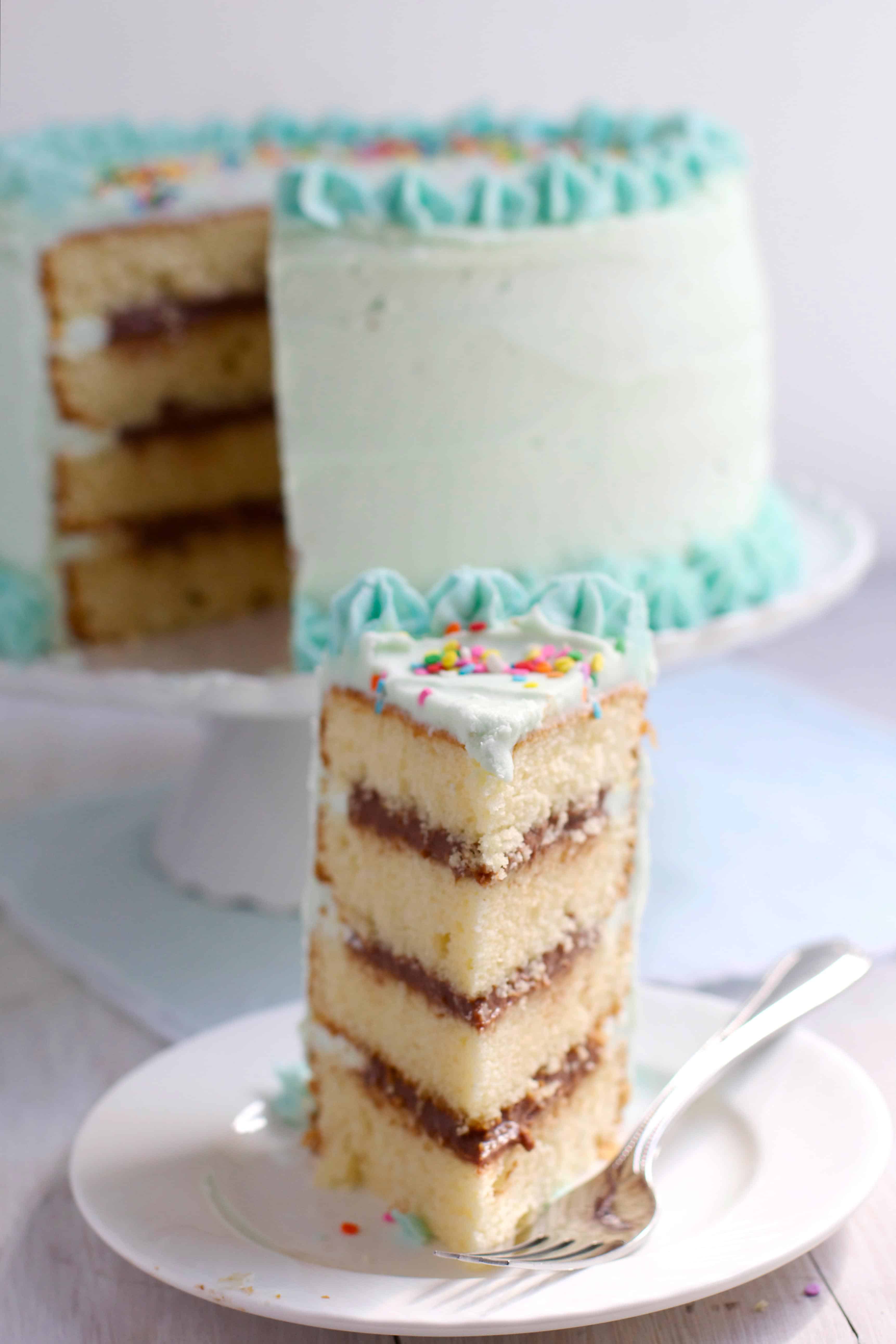 Classic Yellow Layer Cake with Fudge Filling