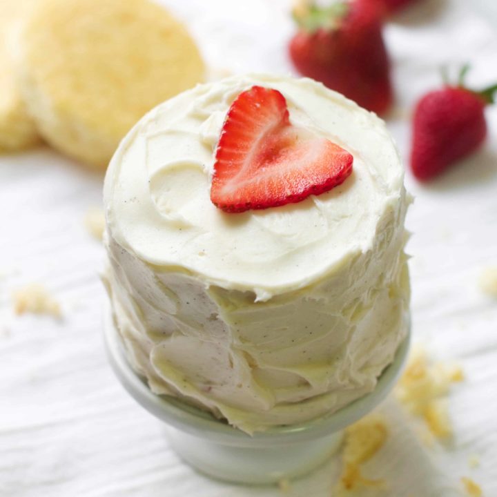 Mini Vanilla Bean Strawberry Layer Cakes