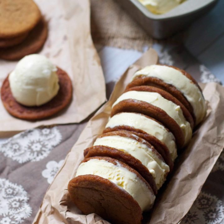 Ginger Vanilla Bean Ice Cream Sandwiches