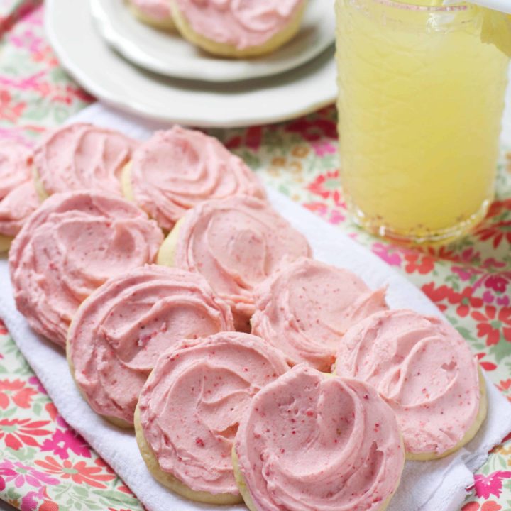 Soft Frosted Strawberry Lemonade Cookies