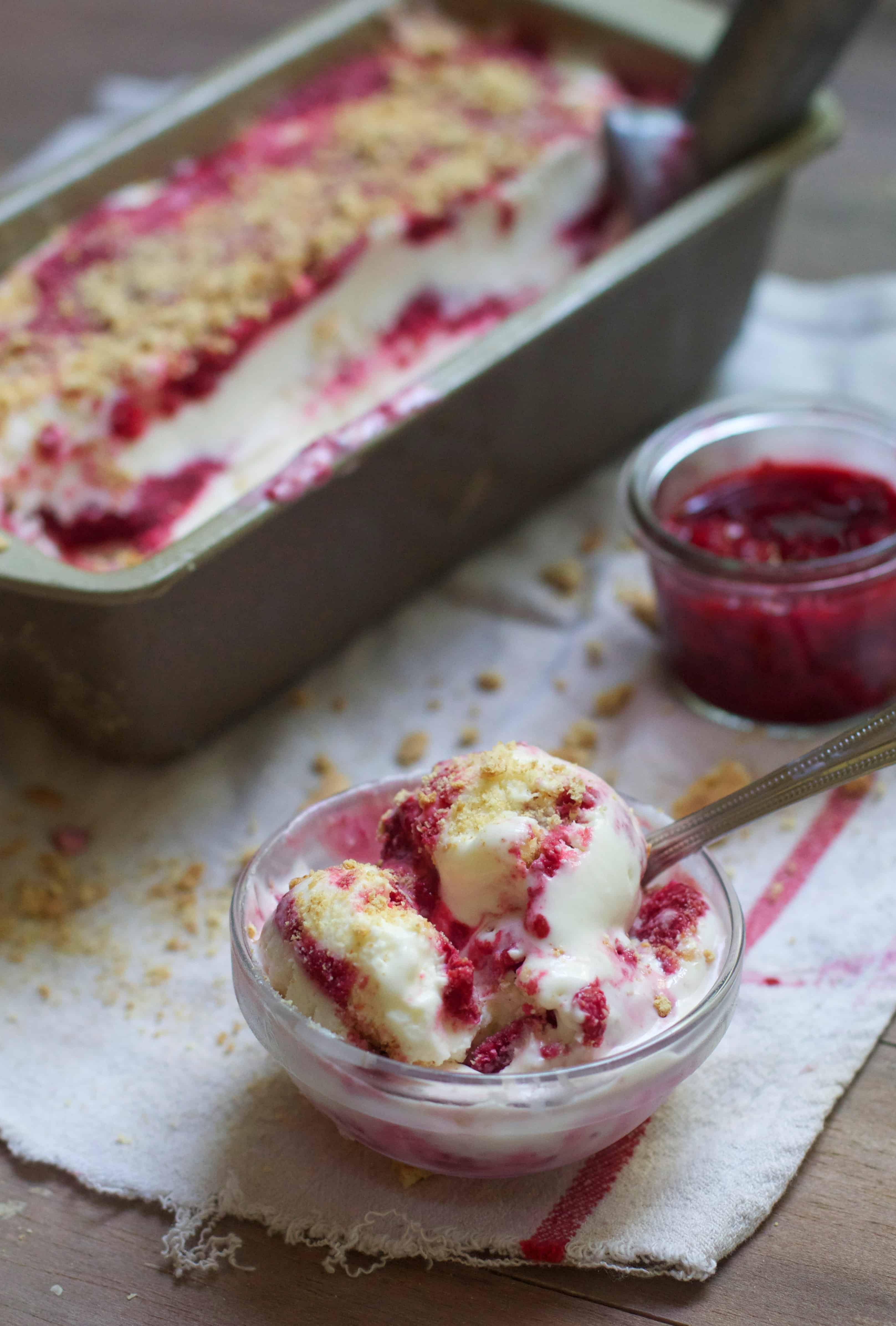 Raspberry Cheesecake Ice Cream - The Baker Chick