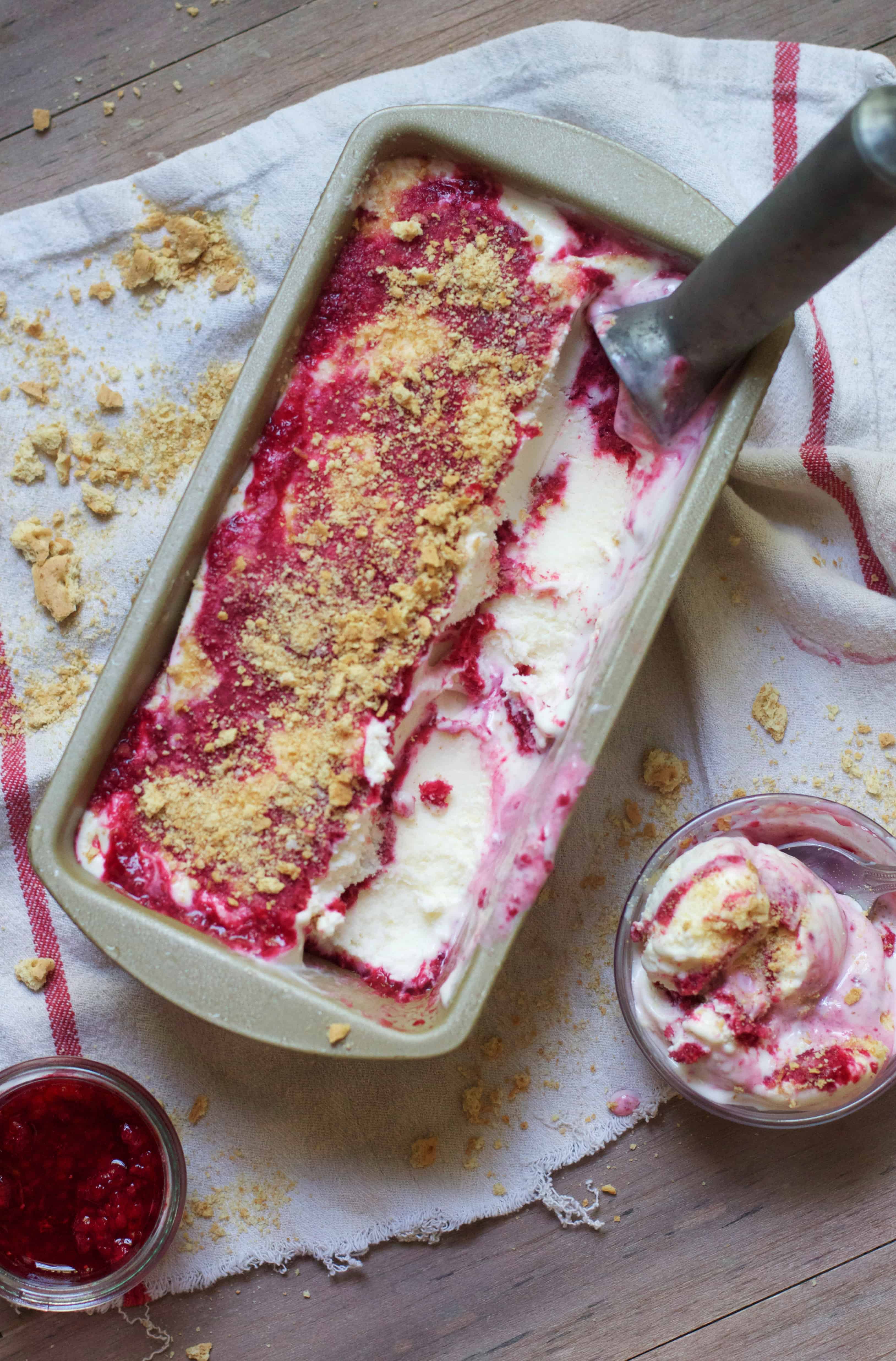 Raspberry Cheesecake Ice Cream - The Baker Chick