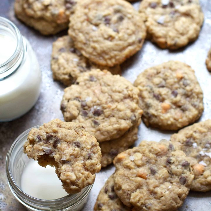 Lactation Cookies (Salted Oatmeal Chocolate Chip Cookies with Butterscotch)