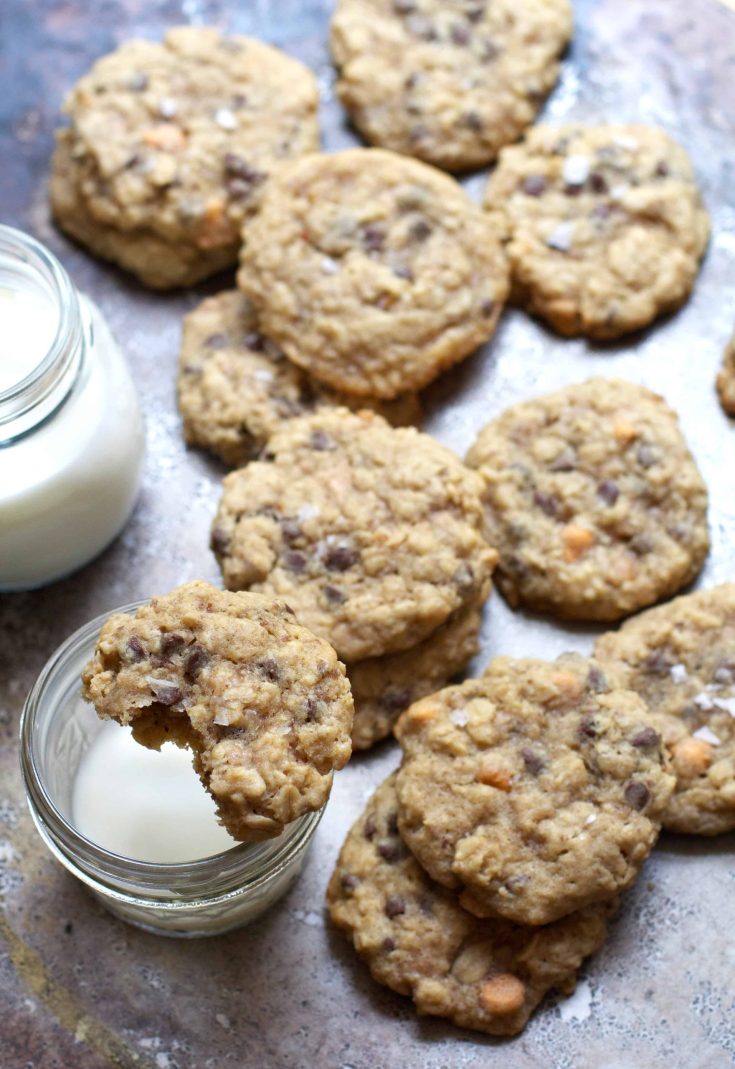 Lactation Cookies (Salted Oatmeal Chocolate Chip Cookies with Butterscotch)