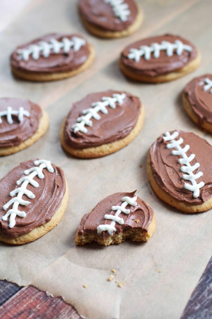 Frosted Peanut Butter Football Cookies