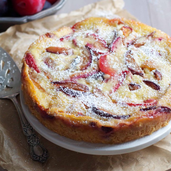 Spiced Plum Custard Cake