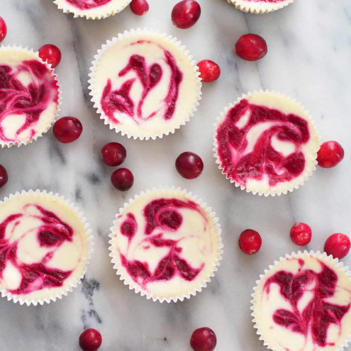 Cranberry Swirl Mini Cheesecakes