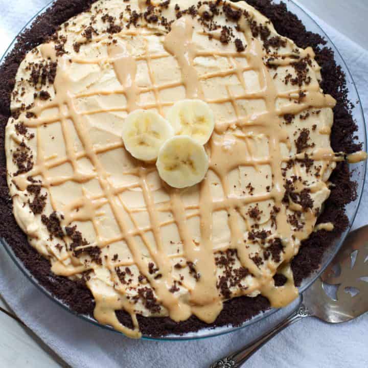 Peanut Butter Banana Cream Pie with a Chocolate Cookie Crust