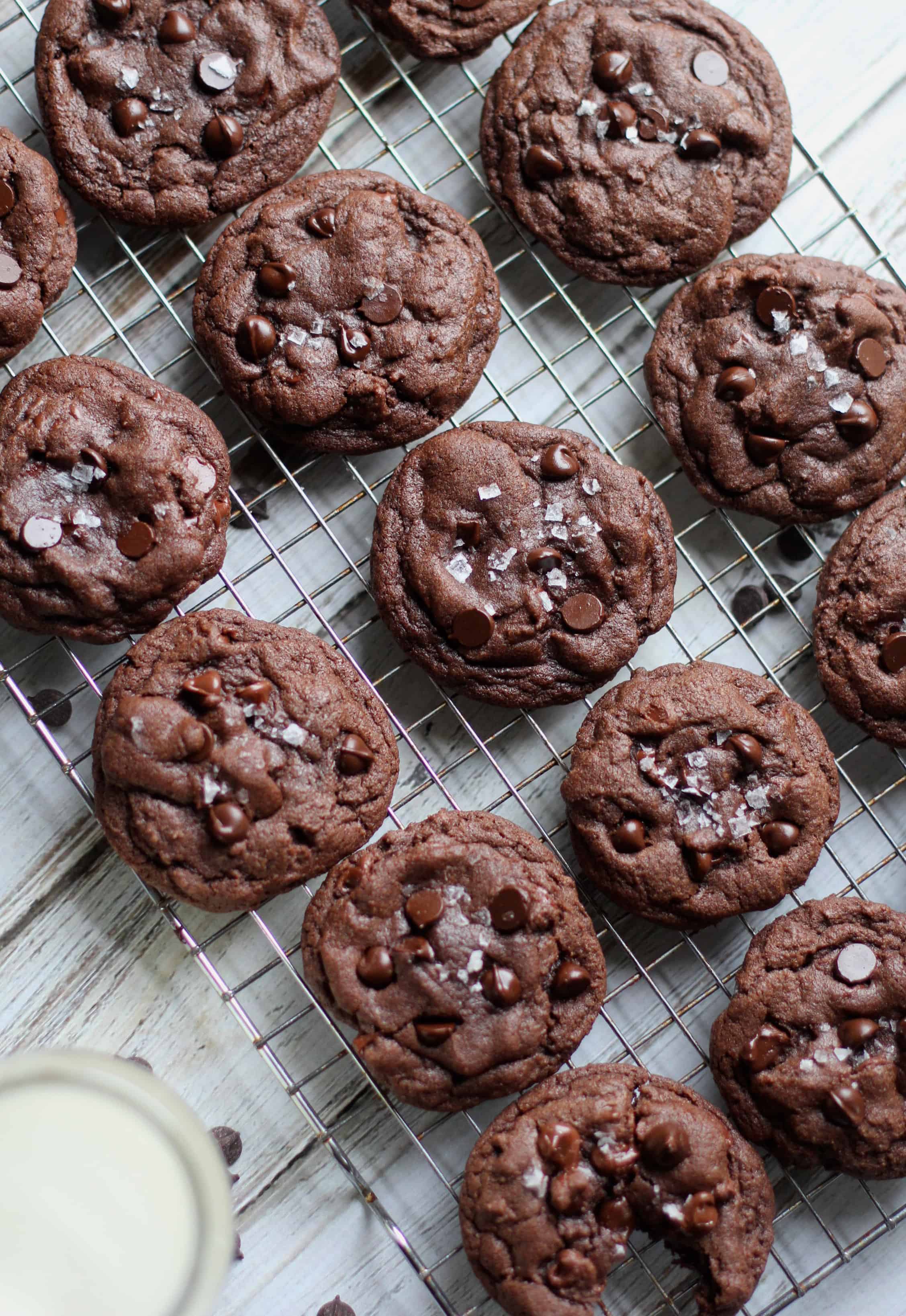 Double Chocolate Cookies with Sea Salt - The Baker Chick
