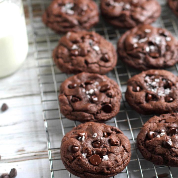 Double Chocolate Chip Cookies with Sea Salt