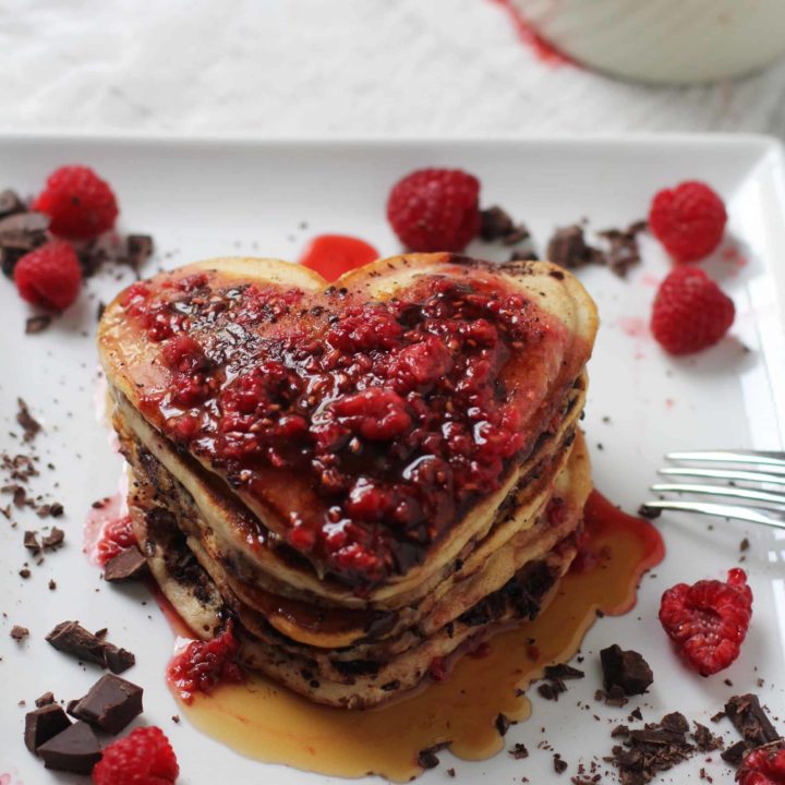 Dark Chocolate Raspberry Pancakes